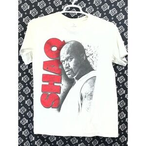 Vintage Shaq Red White Black Mens Short Sleeve Crew Neck Graphic T Shirt Medium